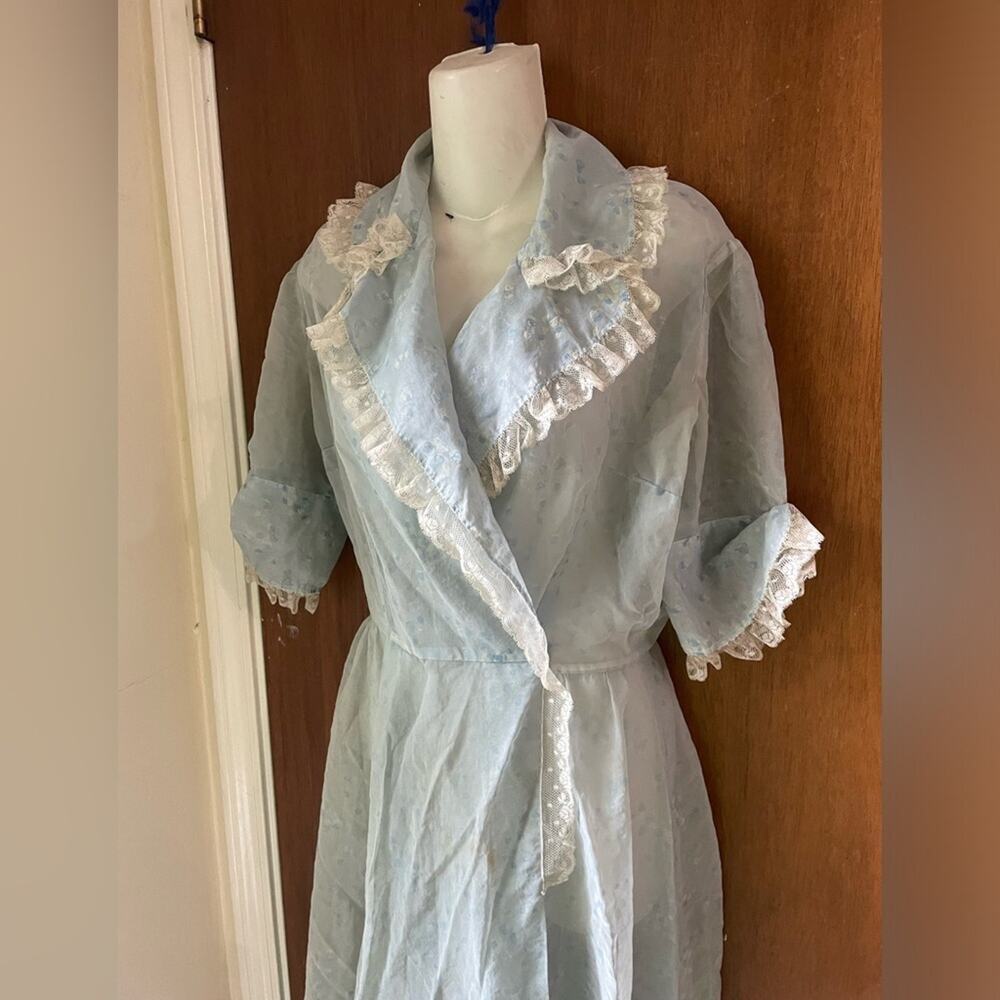 50s Bridgerton blue midi dress - Picture 4 of 8